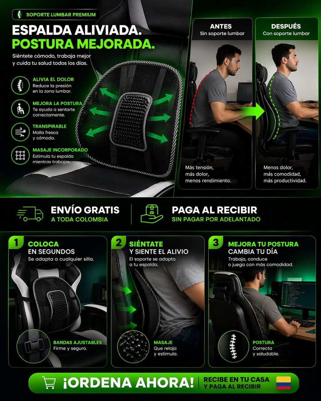 ErgoBack Pro™ – Soporte Lumbar Inteligente